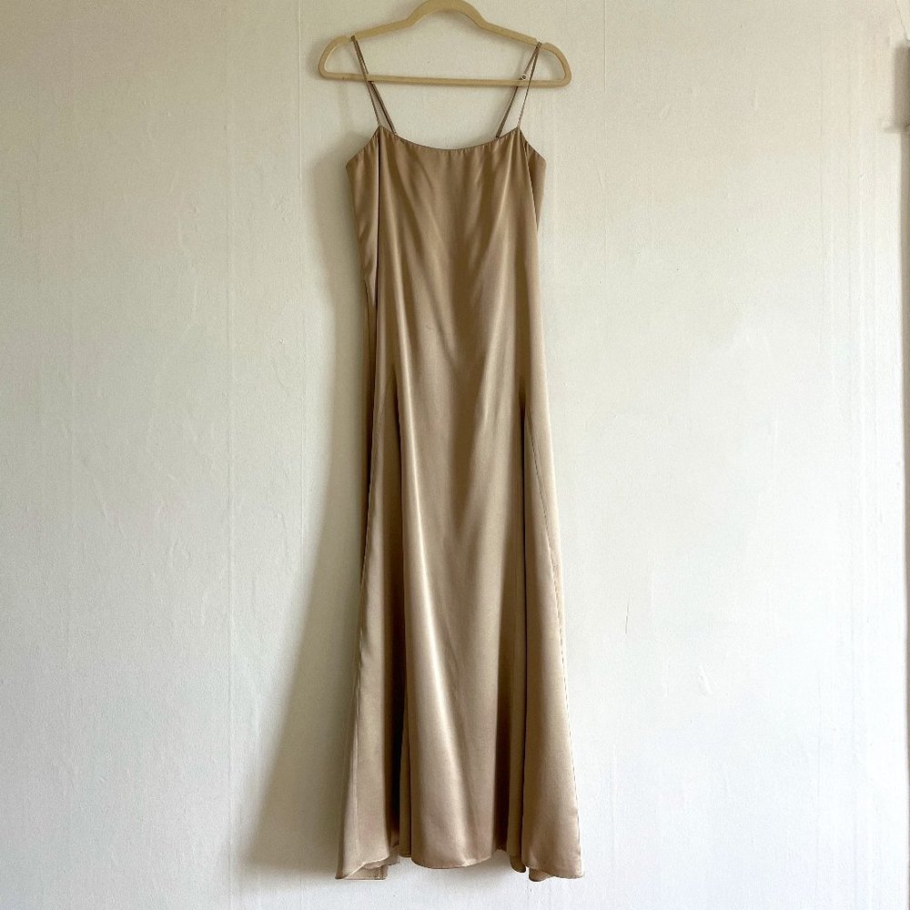 Dissh Evans Stone Silk Slip Midi Dress